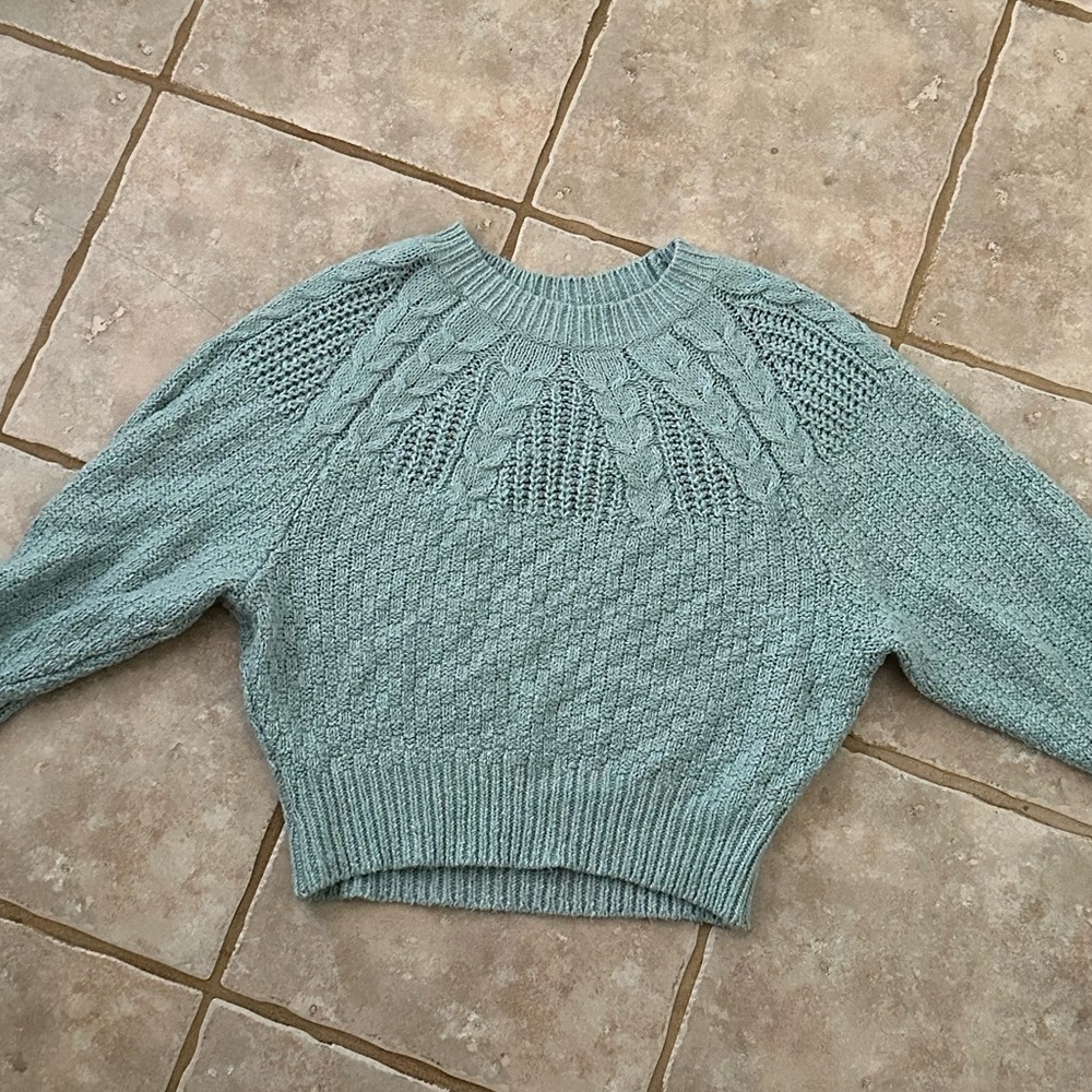 American Eagle Outfitters Mint Cable Knit Sweater